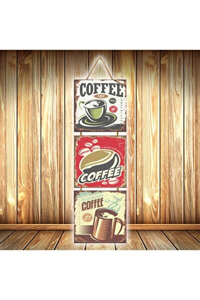 hazalshop Τριπλή ρετρό ξύλινη αφίσα σχεδιασμένη για καφέ Ü533