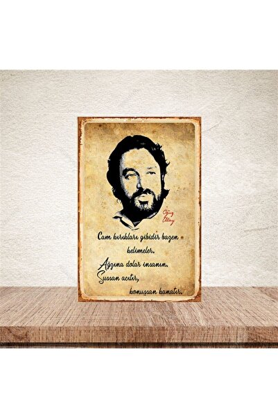 TAKIFİX Oğuz Atay 20-30 cm Retro Ahşap Poster