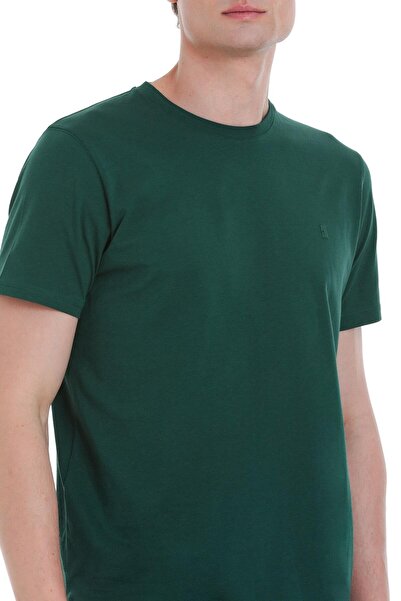 Hatemoğlu Πράσινο μπλουζάκι με κανονική εφαρμογή 100% βαμβακερό με λαιμόκοψη