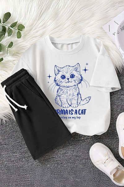 MYADA Set pentru copii Premium Karma is Cat Printed 2 piese 22946