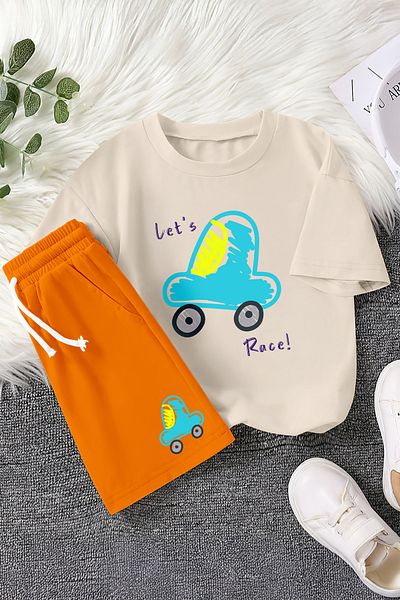 MYADA New Season Let's Race Car Printed 2-Piece Children's Set 23465