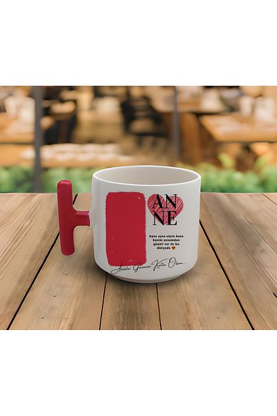 dik başlıyım Çünkü eğilince tacım düşüyor Mother's Day Special Red t Handle Coffee Cup 200 ml