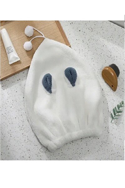 SB SizinBazar Beyaz Sevimli Tavşan Saç Bonesi - Saç Havlusu