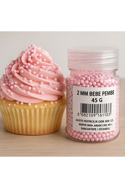 Dr. Gusto Cake Decoration Decorative Dragee Sprinkles Baby Pink 2 mm 45 Gr