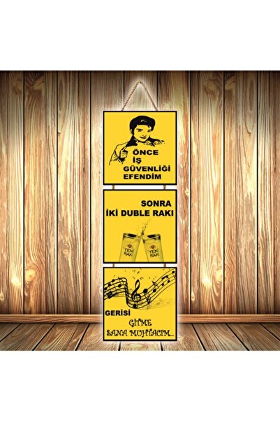 hazalshop Τριπλή ρετρό ξύλινη αφίσα με σχέδιο ασφάλειας εργασίας Ü354