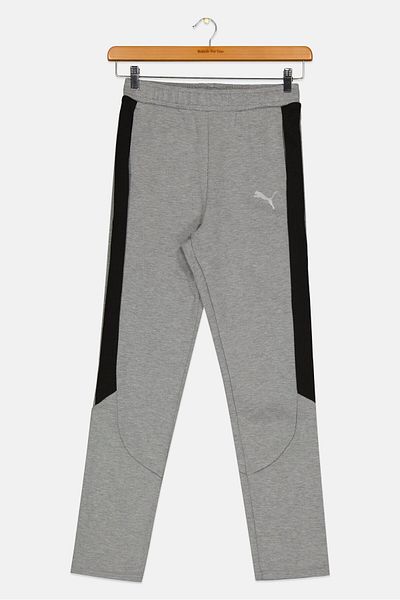 Puma Kids Boy Slim Fit Drawstring Sweatpants, Grey/Black
