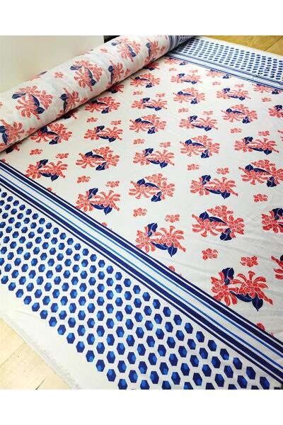 Kumaş Parça Βαμβακερό φλούς Voile Waterway με μοτίβο