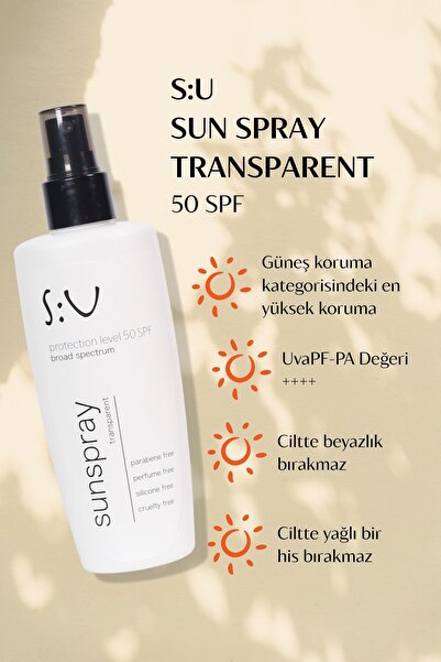 S:U Body Care Transparan Güneş Spreyi 50 Spf 200 ml Parfümsüz
