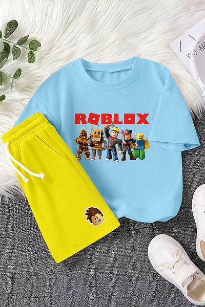 MYADA Premium Fun Roblox Printed Colorful 2-Piece Children's Set 23407