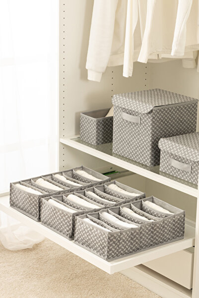 REKHOME Set of 3 7 Compartments Gray Cabinet Drawer Accordion Folding Socks Laundry Organizer Organizer