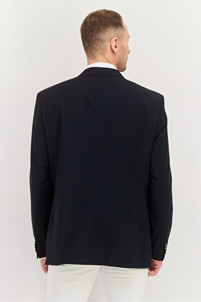 Tommy Hilfiger Men Regular Fit Solid Semi Formal Blazer, Navy