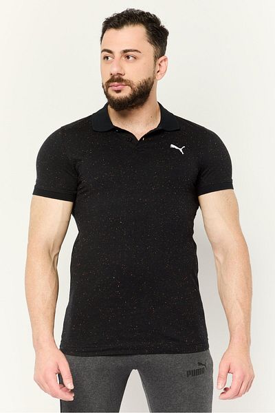 Puma Men Sportswear Fit Short Sleeve Outdoor Polo Shirt, Black/Orange