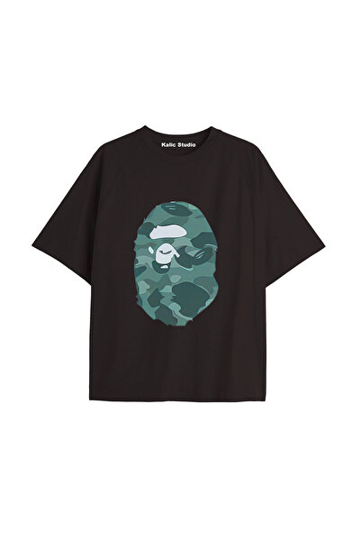 Kalic Studio Tricou de vară negru cu model Mr. Bape UNISEX