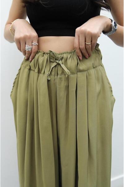 Havoş Oil Green Elowen Drawstring Waist Trousers