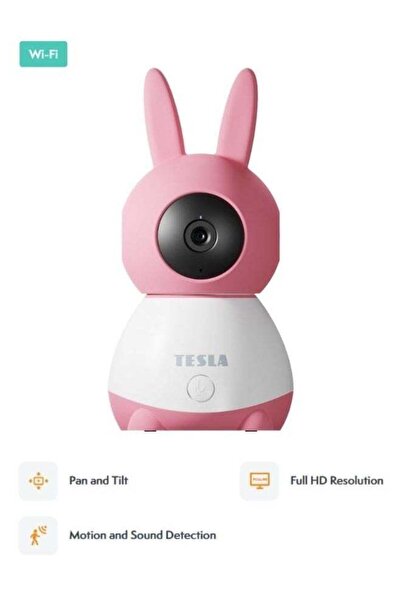 TESLA Smart 360 Degree Baby Camera with Motion & Sound Detection & HD Resolution & Tesla Home App - Pink