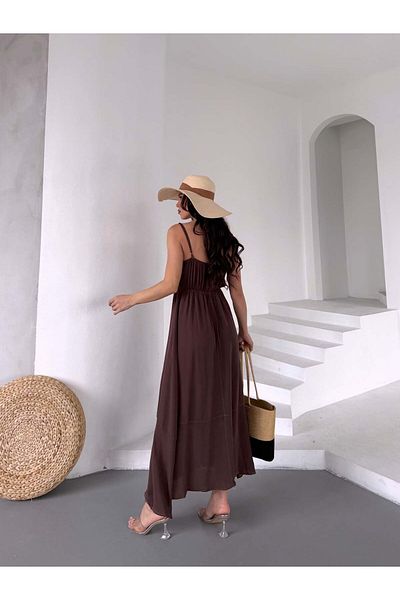MYZİ STORE Γυναικείο λινό φόρεμα καλοκαιρινό φόρεμα λινό λουράκι