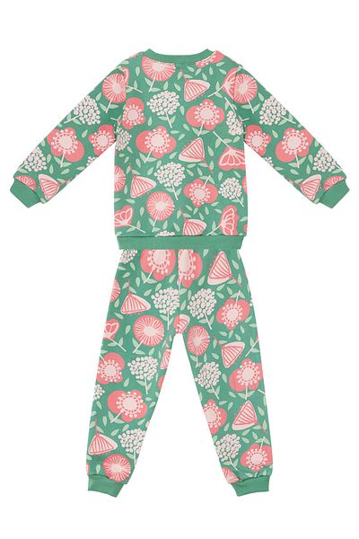 Denokids Rosa geblümtes grünes Trainingsanzug-Set für Babys