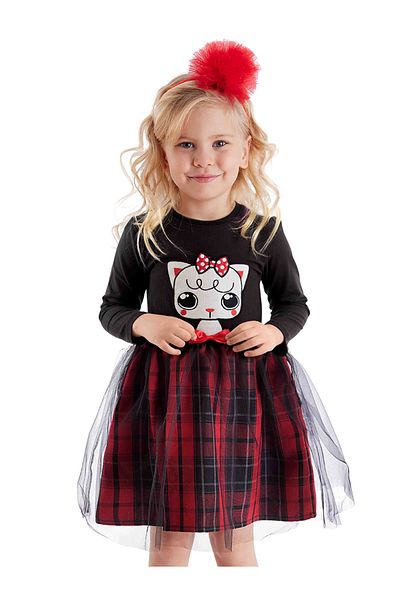 Denokids Schwarzes Kokoş Kitten Plaid Mädchen-Tüll-Tutu-Flauschiges Abendkleid