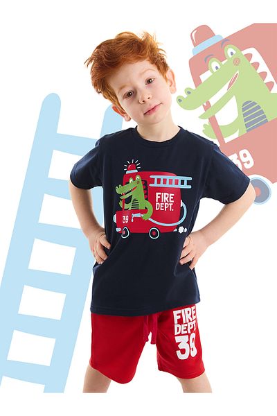 Denokids طقم شورت تي شيرت للأولاد من رجال الإطفاء