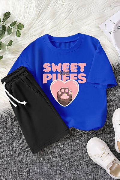 MYADA Premium Sweet Puffs Paw Printed 2-Piece Children's Set 22767
