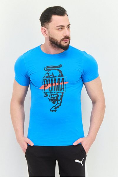 Puma Men Slim Fit Short Sleeves Outdoor T-Shirt, Blue/Black