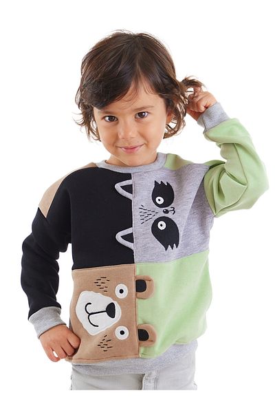 Denokids Farbenfrohes Sweatshirt für Jungen - Waschbär- und Bärenmuster