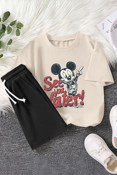MYADA New Season See You Later Cartoon Character Printed 2-Piece Children's Set 22537