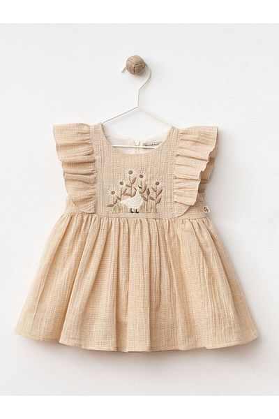 Cherrys Bebek Frilly Linen Girl's Dress