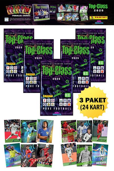 hediyecik Panini Fifa Top Class 2025 Football Player Cards Trading Card 3 Pack (24 Cards)