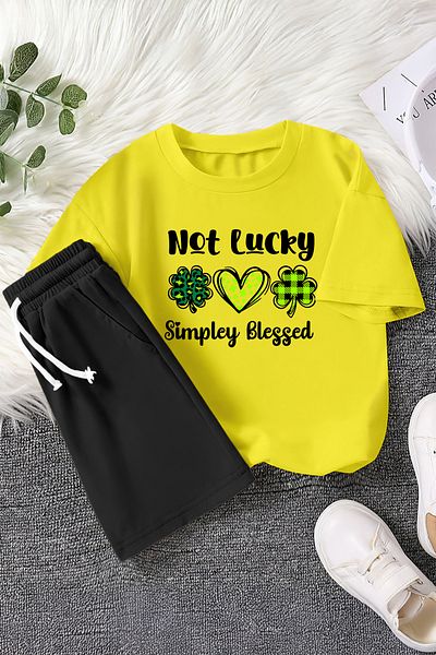 MYADA Premium Blessed as Lucky Printed 2-Piece Children's Set 23451