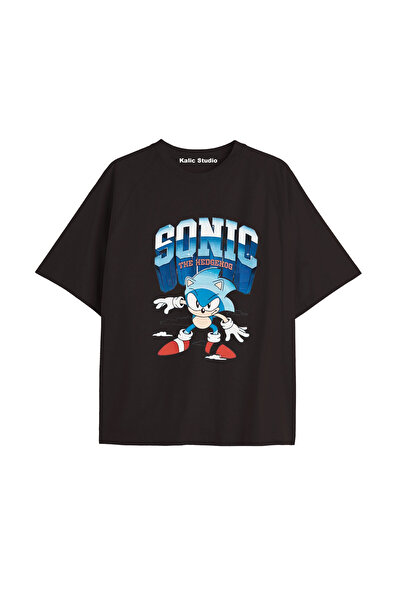 Kalic Studio Tricou de vară negru cu model UNISEX Mr. Sonic