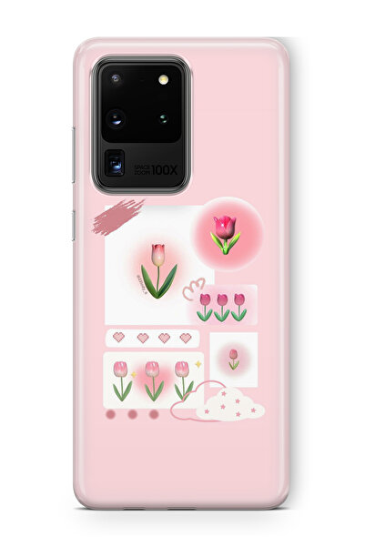 Multitronic Samsung Galaxy S20 Ultra Uyumlu Laleler Tasarım Baskılı Şeffaf Kılıf