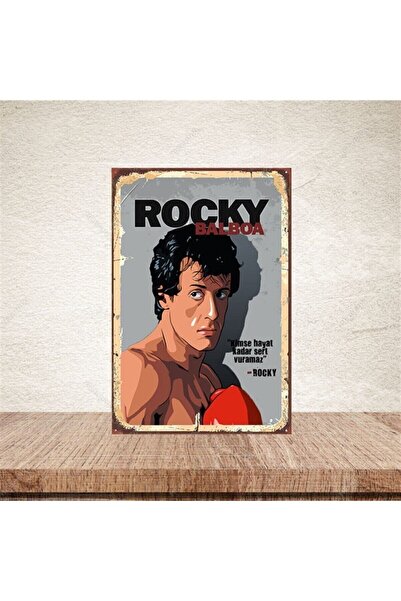TAKIFİX Rocky Balboa 20x30 Cm Retro Ahşap Poster