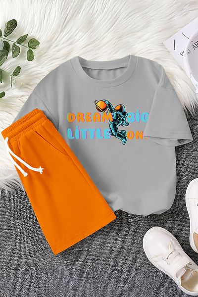 MYADA New Season Basketball Player Astronaut Printed 2-Piece Children's Set 23375