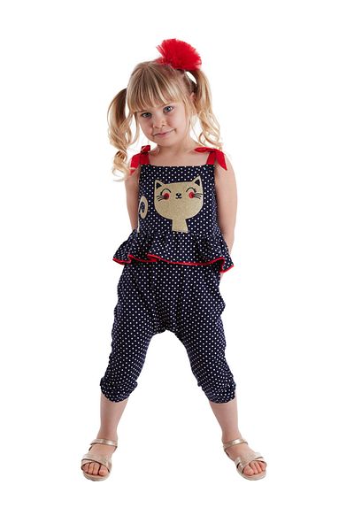 Denokids Katzen-Jumpsuit für Mädchen mit Punkten