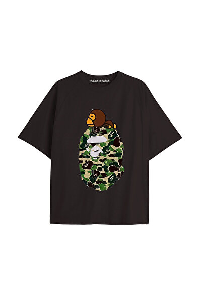 Kalic Studio Tricou de vară negru cu model Mr. Bape UNISEX