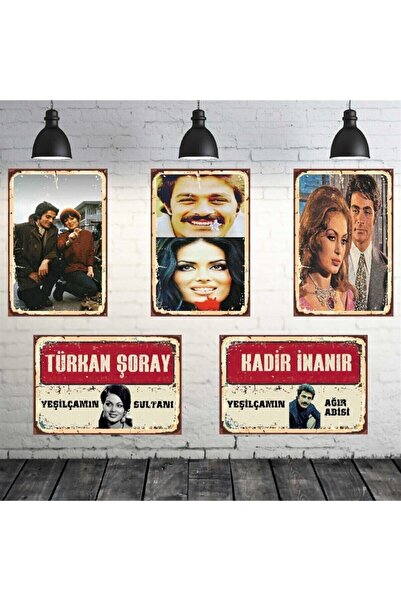 TAKIFİX Türkan Şoray Kadir Inanır 5 Adet 20 30 Cm Mdf Tablo Seti Stk1025