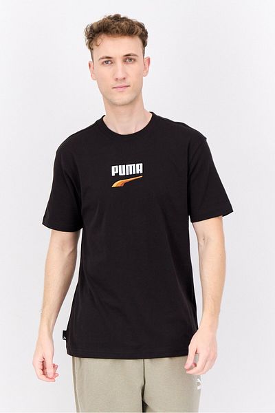 Puma Men Relaxed Fit Short Sleeve Embroidered Logo T-Shirt, Black