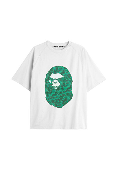 Kalic Studio Tricou alb de vară cu model Mr. Bape UNISEX