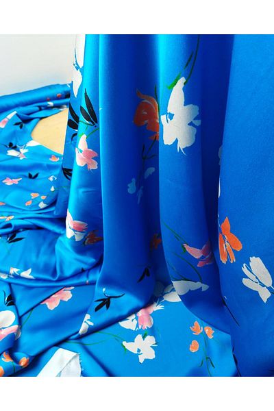 Kumaş Parça Σατέν Βισκόζη Floral Pattern Φρούτο - Πλάτος 130cm x Μήκος 200cm
