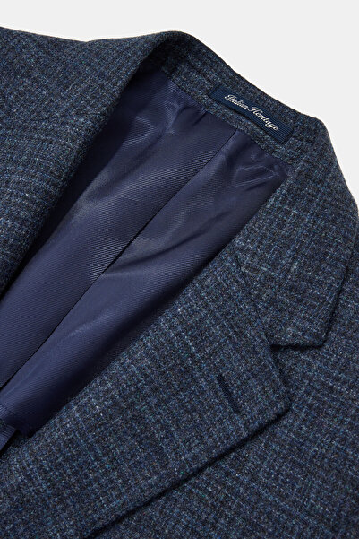 W Collection Dark Blue Buttoned Wool Jacket