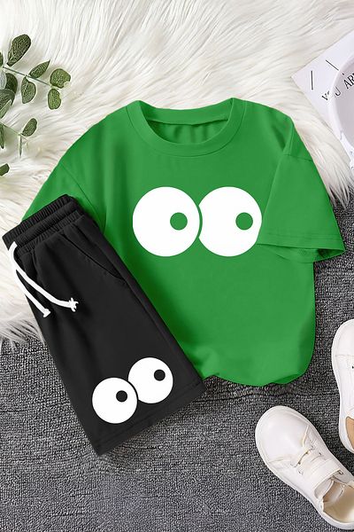 MYADA New Season Confused Eyes Printed 2-Piece Children's Suit 22561