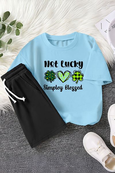 MYADA Noul sezon Simpley Blessed Trifoi scris imprimat Set pentru copii din 2 piese 23451