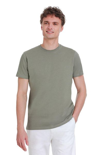 Hatemoğlu Μπλουζάκι Olive Green Regular Fit 100% Cotton Crew Neck T-shirt
