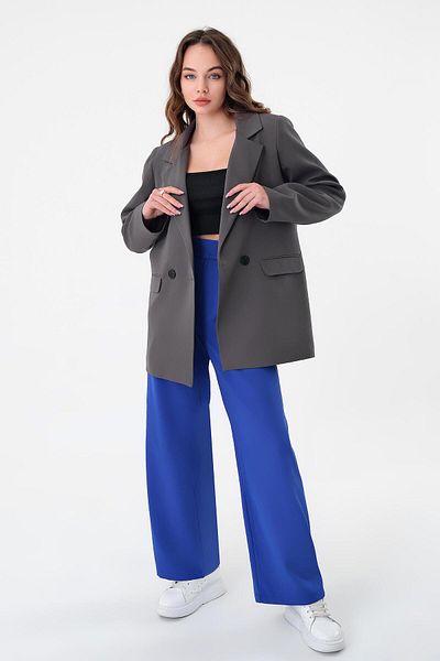 Hazel Anthracite Double Button Blazer Jacket