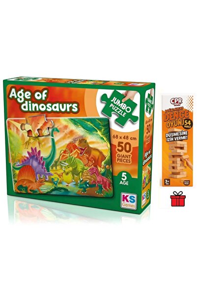 Ks Games The Age Of Dinosaurs 50 Parça 5 Yaş 68x48 cm ve CPRToys Doğal Ahşap ...