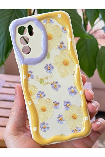 Fibaks Oppo A16 Kılıf Tasarımlı Desenli Kamera Korumalı Papatya Çiçek Renkli Silikon Kapak