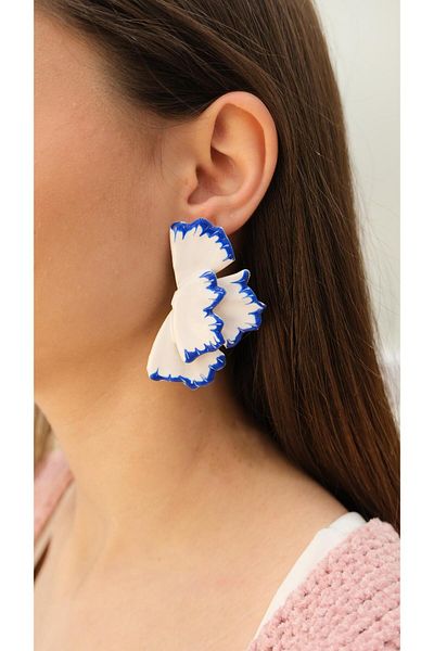 Jerie Enamel Color Detailed Design Flower Earrings