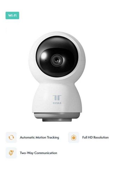 TESLA Smart 360 Degree Security Camera with Automatic Motion Tracking & Two-Way Communication & Tesla App