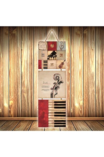 TAKIFİX Piyano Tasarımlı Üçlü Retro Ahşap Poster Ü472